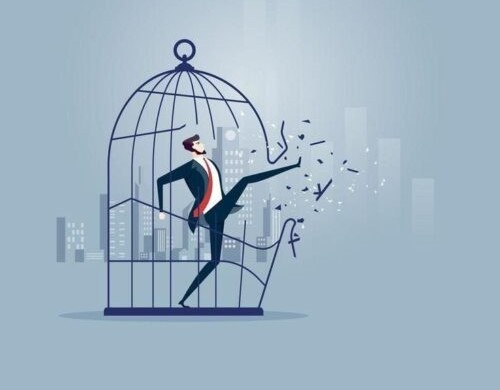 play big reset person standing boldly at cliff edge ready to step forward